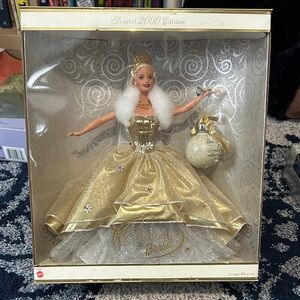 Barbie in Glittering Gold Gown with White Fur Stole